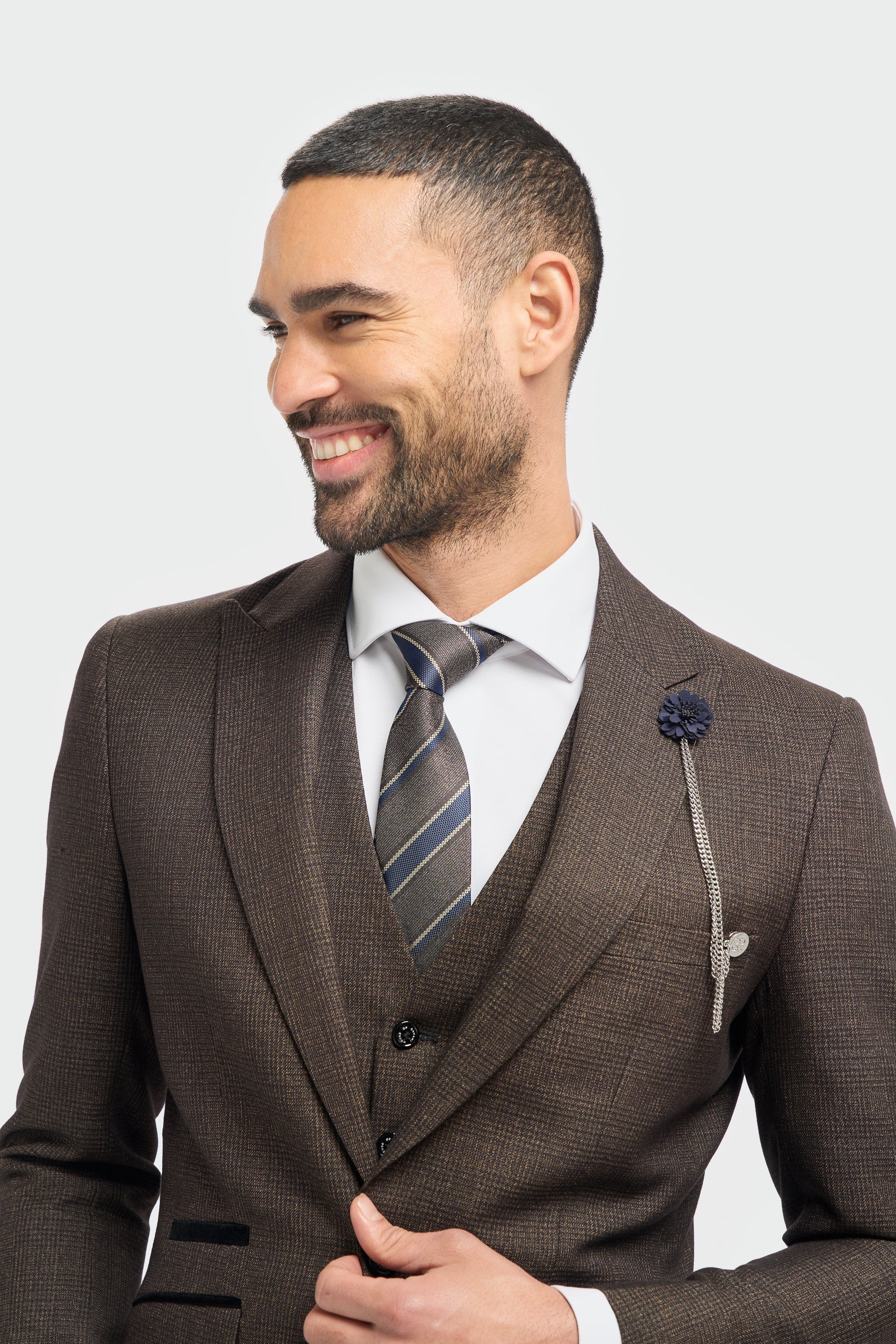 Caridi - Heren Tweed Bruin Blazer