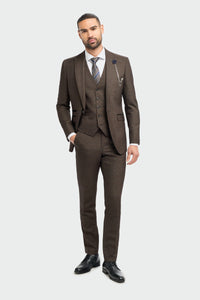 Caridi - Heren Tweed Bruin Blazer