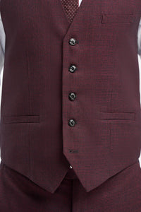 Caridi - Heren Bourgondisch Geruit Vest
