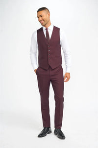 Caridi - Heren Bourgondisch Geruit Vest