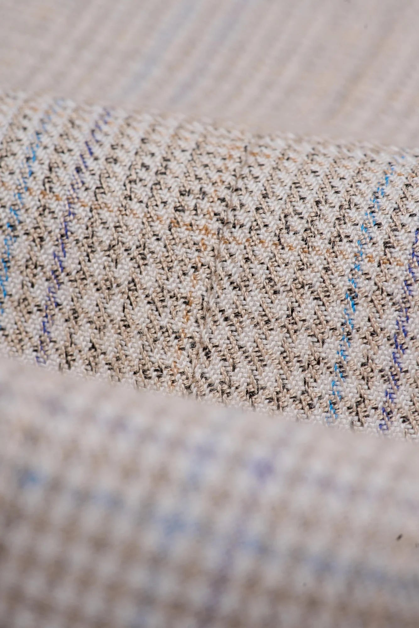 Caridi - Tweed beige heren trouwblazer