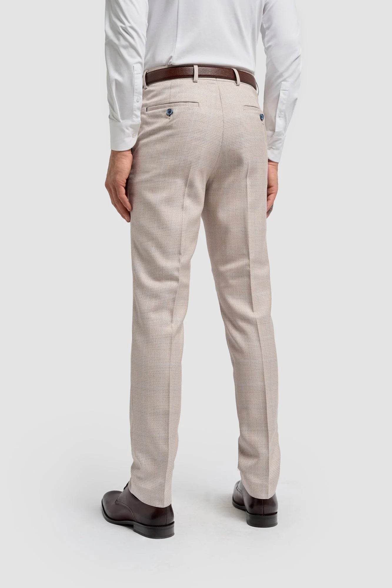 Caridi - Tweed beige herenbruidsbroek