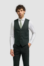 Caridi - Heren olijfgroen tweed gilet