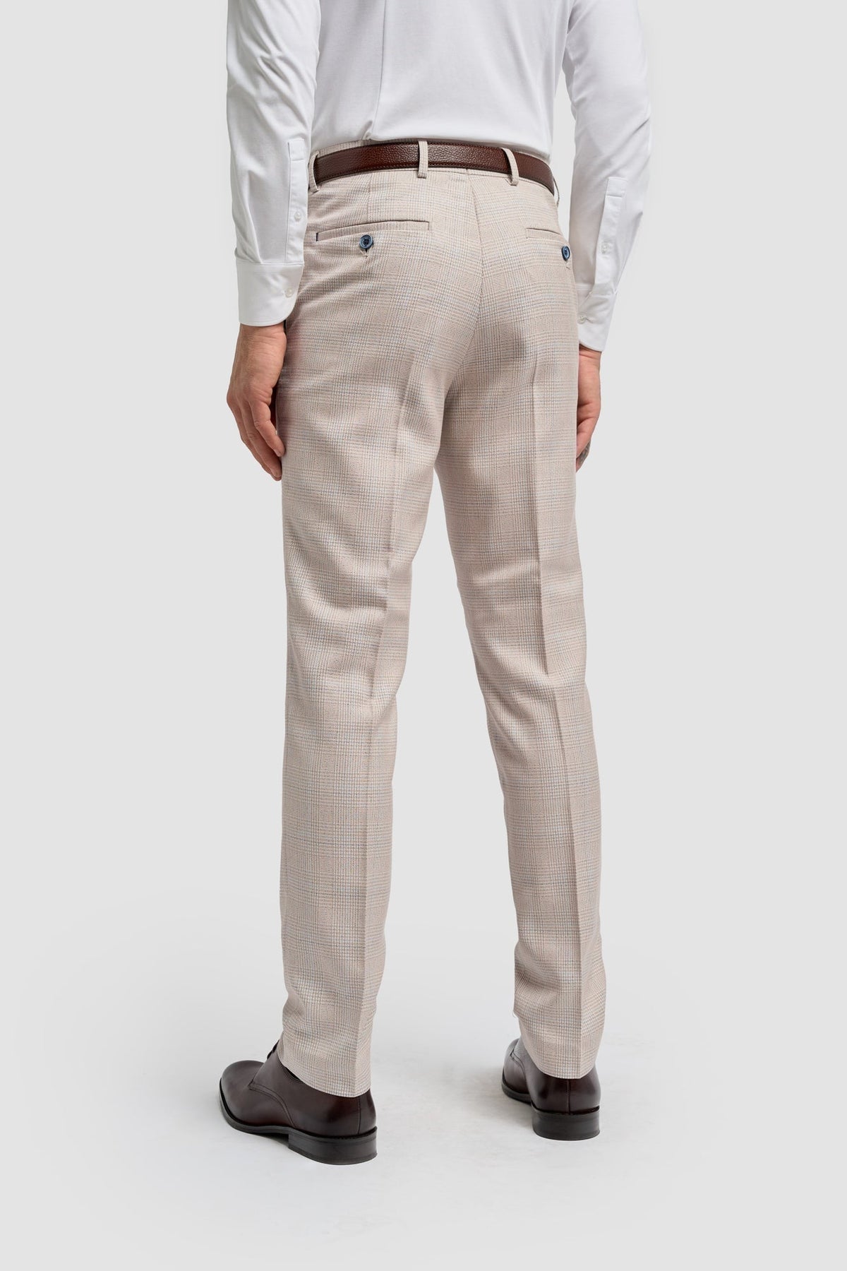 Caridi - Tweed beige herenbruidsbroek