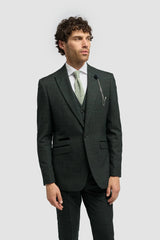 Caridi - Heren olijfgroene tweedblazer