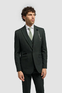 Caridi - Heren olijfgroene tweedblazer