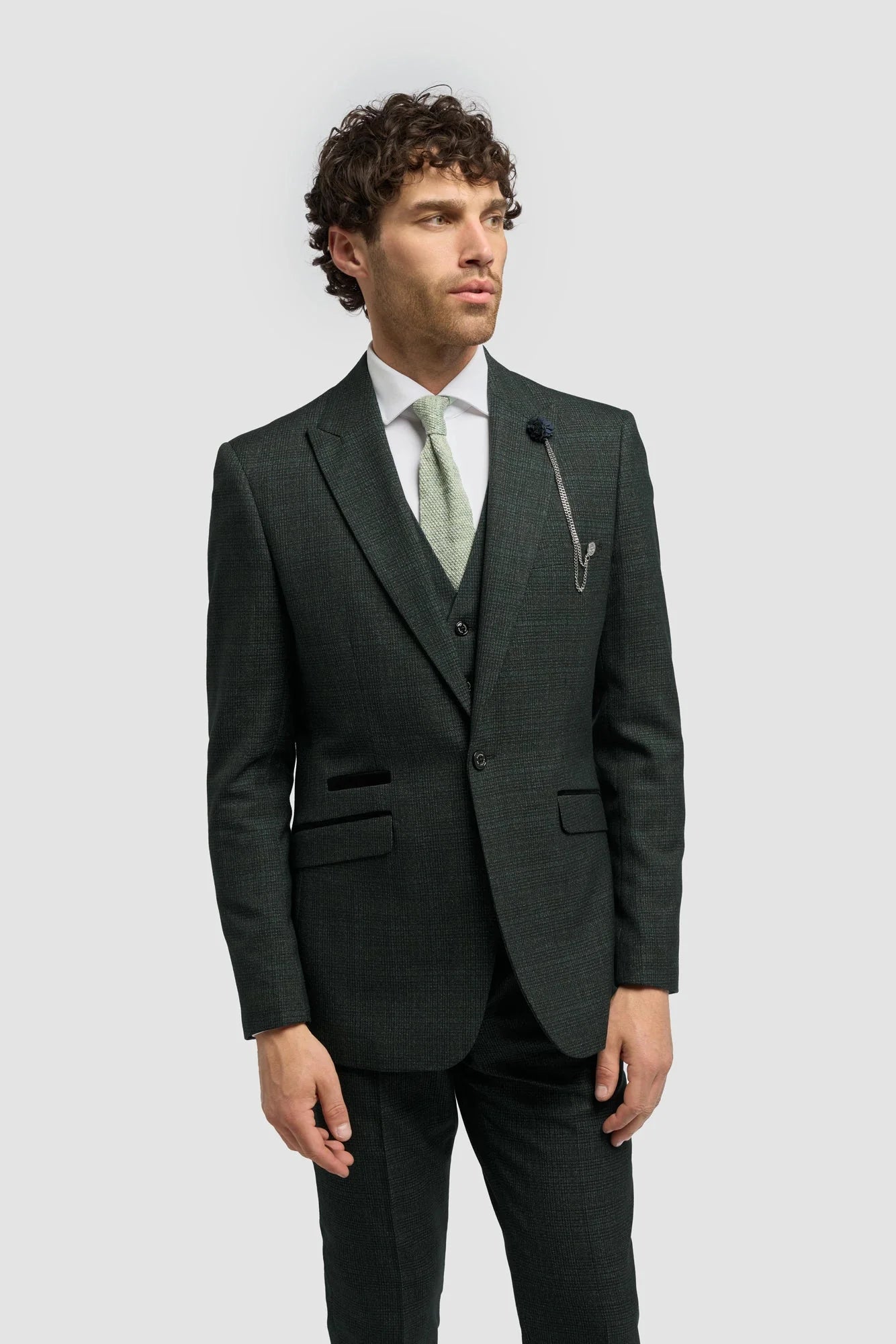 Caridi - Heren olijfgroene tweedblazer