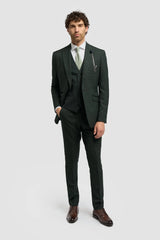 Caridi - Heren olijfgroene tweedblazer