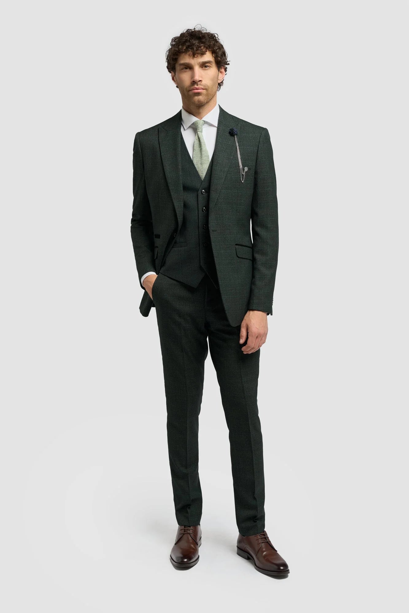 Caridi - Heren olijfgroene tweedblazer