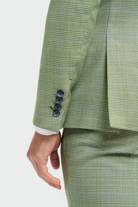 Caridi - Heren Sage Green Checked Tailored Fit Blazer