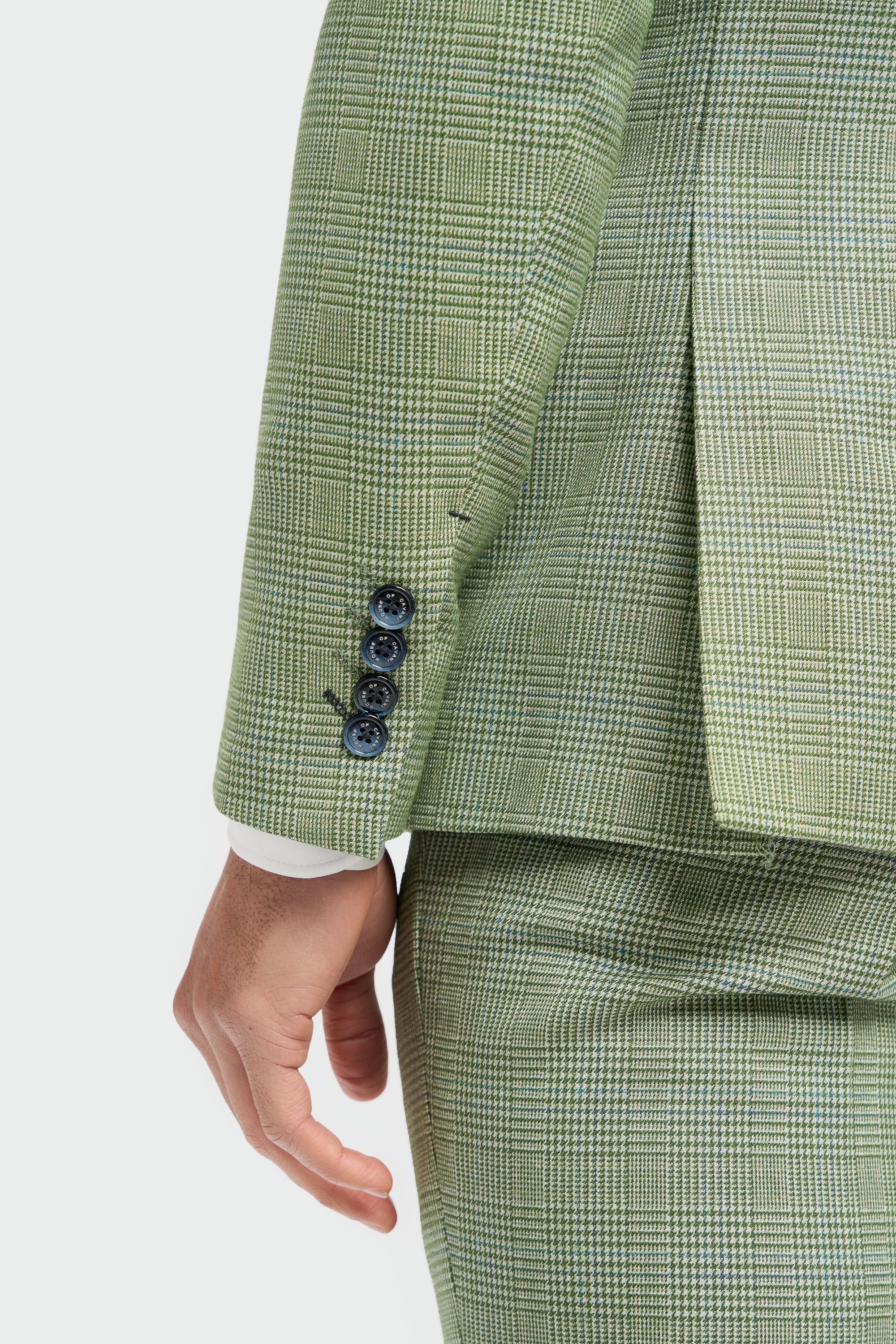 Caridi - Heren Sage Green Checked Tailored Fit Blazer