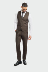 Caridi - Heren Tweed Bruin Vest