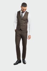 Caridi - Heren Tweed Bruin Vest