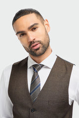 Caridi - Heren Tweed Bruin Vest