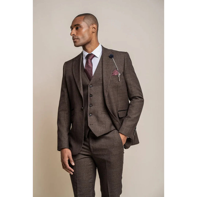 Caridi - Heren Tweed Bruin Blazer