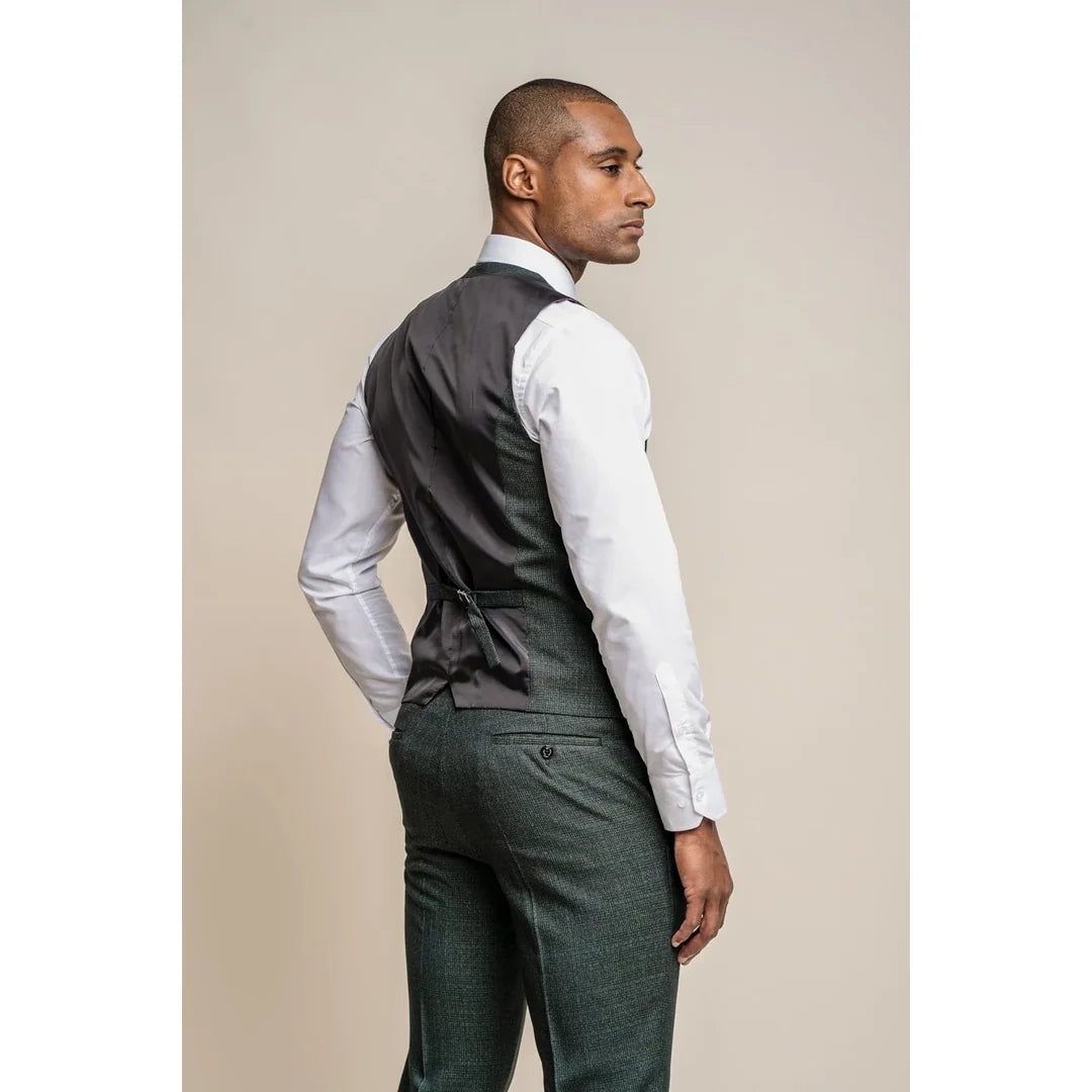 Caridi - Men's Olive Green Tweed Waistcoat