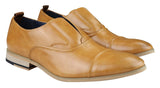 Mens Slip On Real Leather Shoes Smart Formal Navy Tan Brown Wedding Office Party