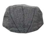 Cavani Albert Mens Tweed Flat Cap - Herringbone Tweed Wool Grandad Flat Hats Vintage - Tan Brown/Charcoal Grey