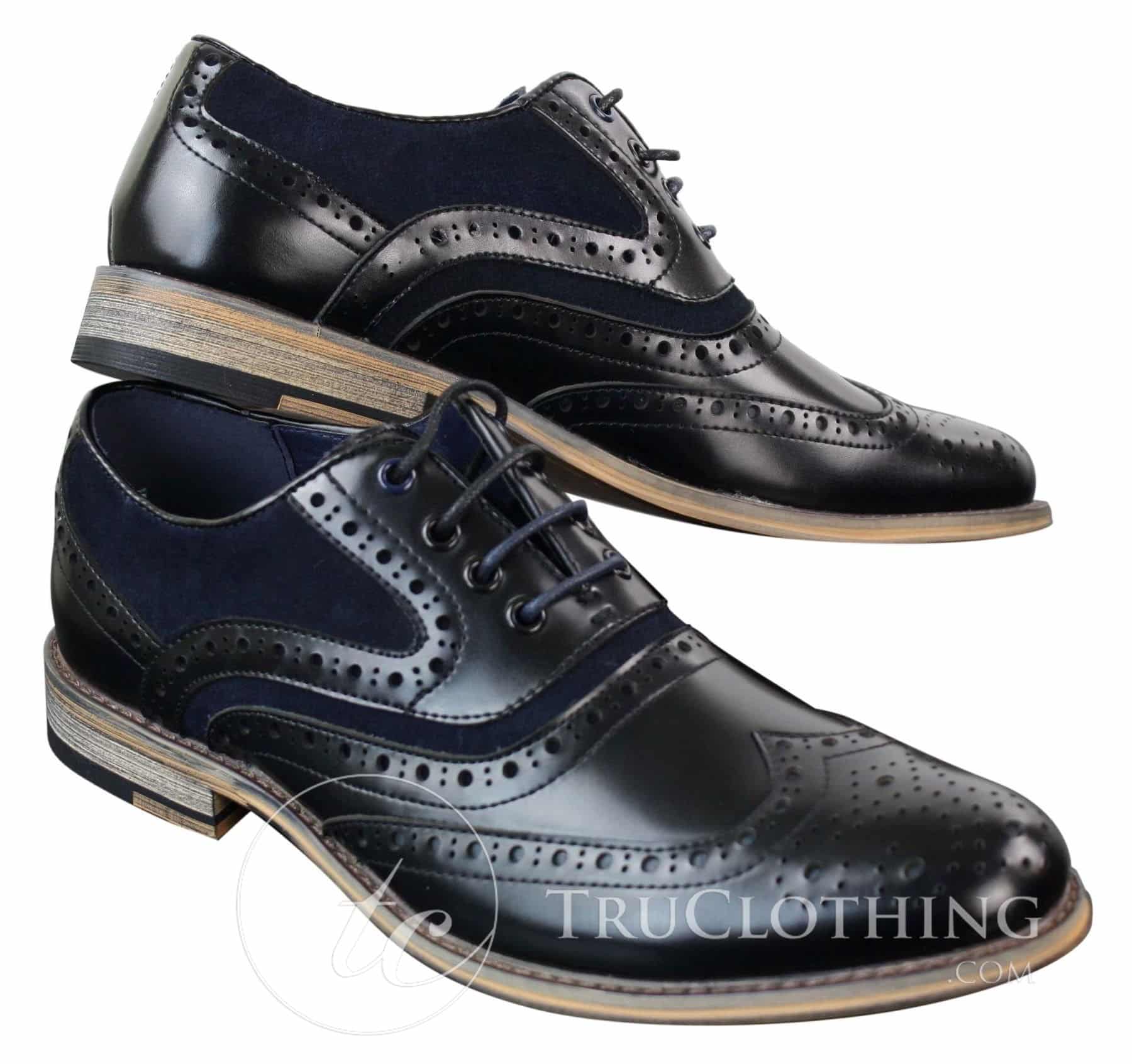 Mens Real Leather & Suede Laced Gatsby Brouges Smart Casual Designer Retro Shoes