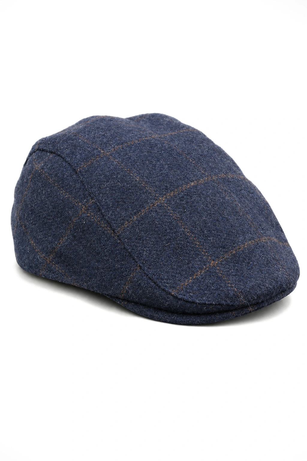 Cavani Kempson Flat Cap - Heren Tweed Wollen Geruite Grandad Hoed Vintage - Olijfgroen/Marineblauw