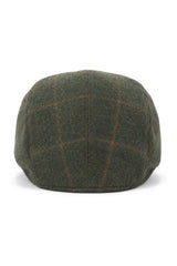 Cavani Kempson Flat Cap - Heren Tweed Wollen Geruite Grandad Hoed Vintage - Olijfgroen/Marineblauw