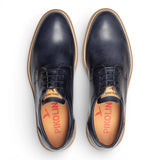 Claret - Herenschoenen van blauw leer met vetersluiting, model Derby.