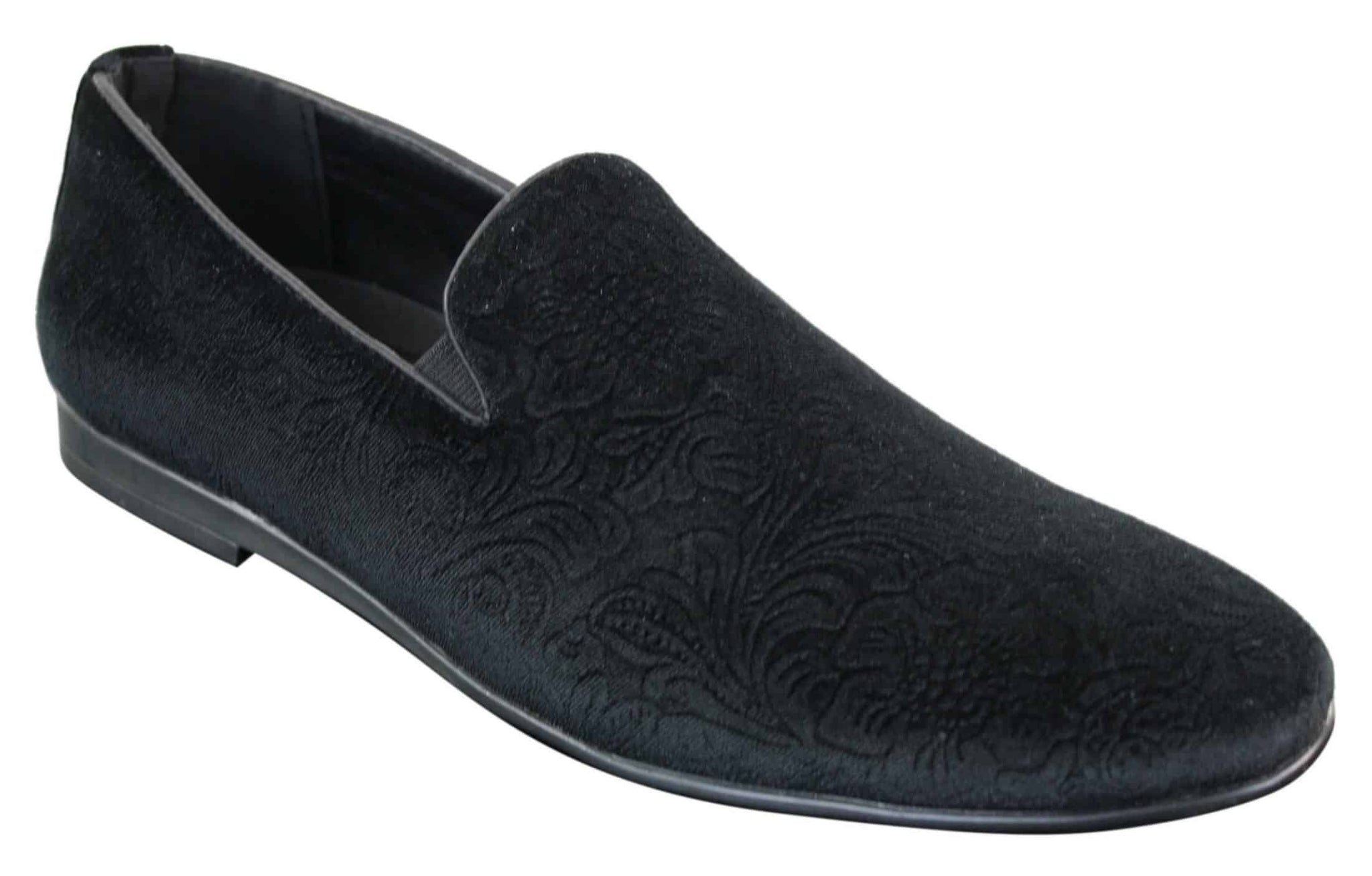 Elong DD0083 - Mens Velvet Slip On Paisley Driving Shoes Loafers Smart Casual Wine Navy Black