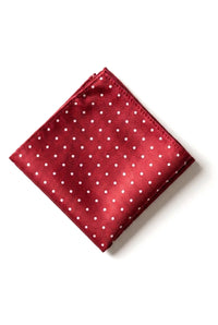 Gestippelde wijnkleurige stropdas cadeauset, pochet, manchetknopen, stropdasspeld, satijnen stippenprint