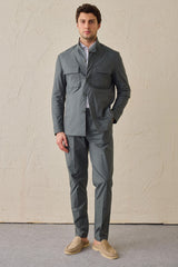 Saliegroene geplooide smart casual broek voor heren, klassieke getailleerde pasvorm