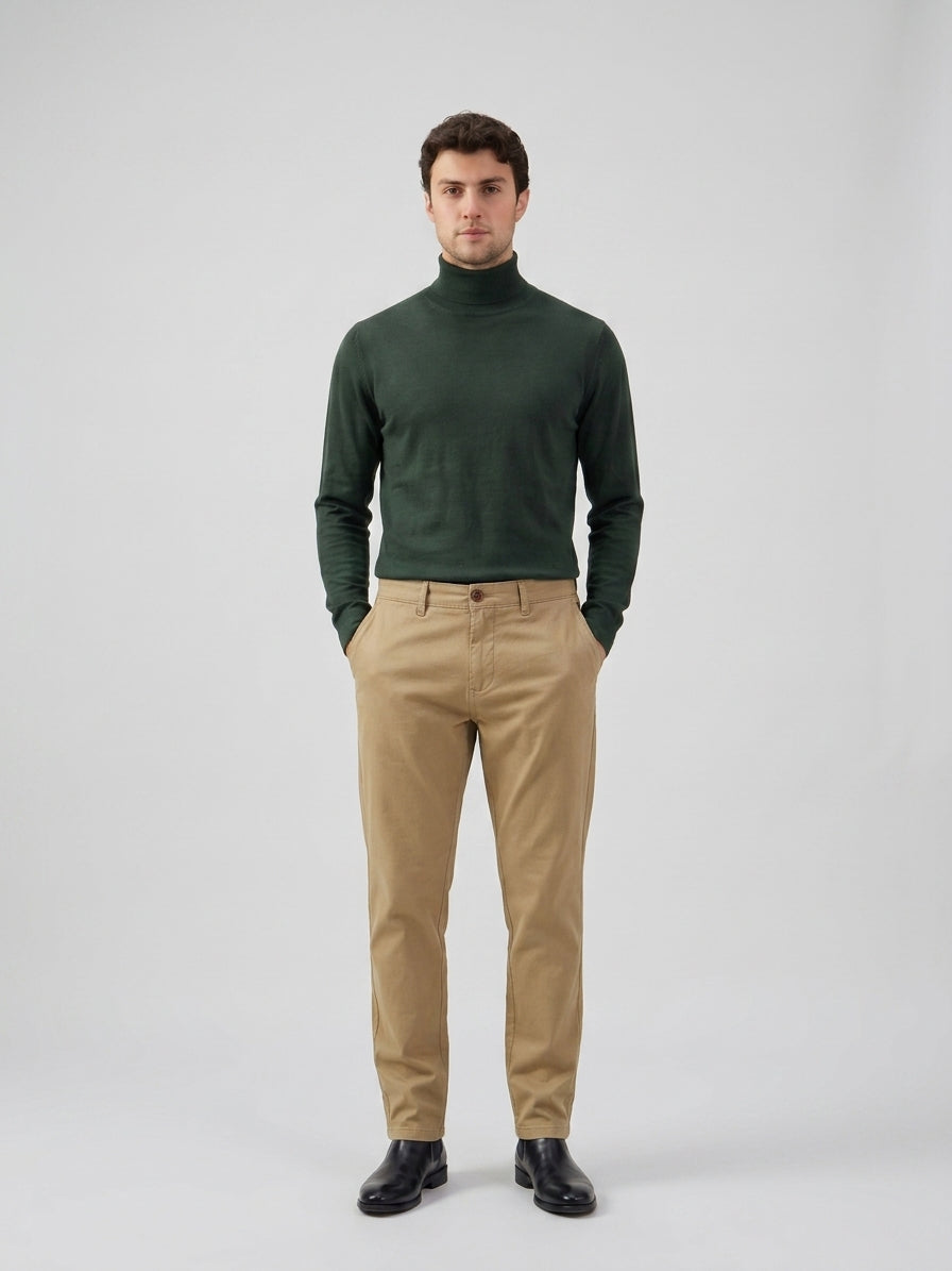 Khaki chino broek voor heren, linnenmix, dunne Tencel katoen, zomerstof