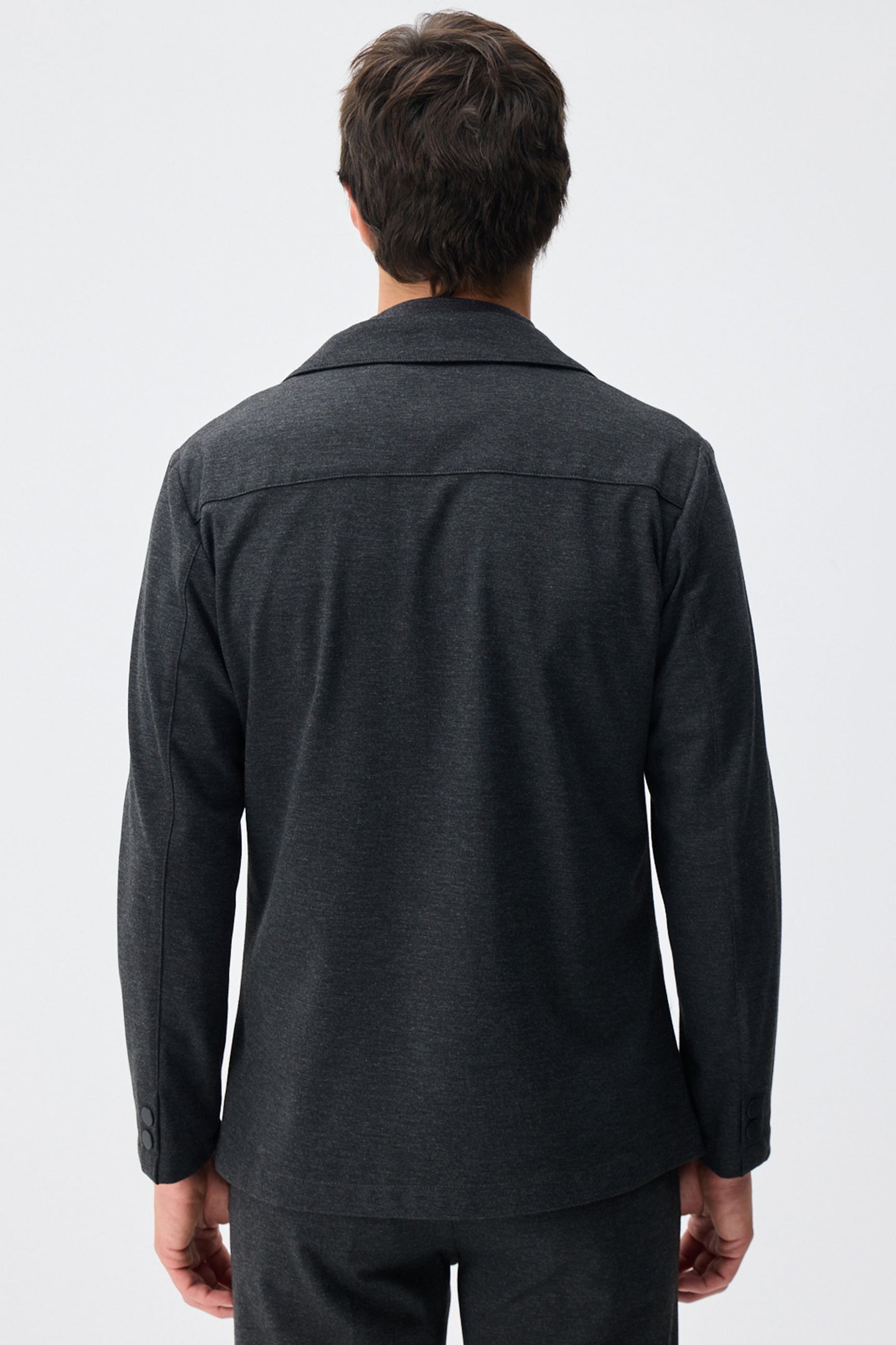 Herenblazer van zachte, antracietkleurige jersey, smart casual model