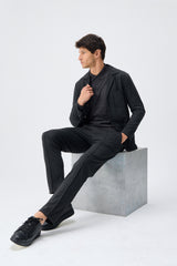 Herenblazer van zachte, antracietkleurige jersey, smart casual model