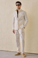 Witte utility-jas voor heren, lichtgewicht katoenmix, smart casual model.