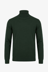 Groene coltrui voor heren, zachte viscosemix, gebreide trui met lange mouwen.