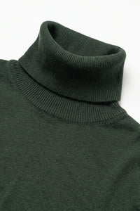 Groene coltrui voor heren, zachte viscosemix, gebreide trui met lange mouwen.