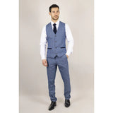Earl Men's 3-Piece Blue Checked Tailored Suit