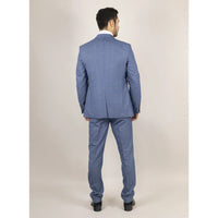 Earl Men's 3-Piece Blue Checked Tailored Suit