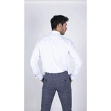 Men's White Button Down Poplin Shirt With Bar & Chain Formal Classic