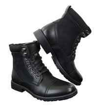 Mens Leather Suede PU Fleece Army Combat Military Ankle Boots Retro