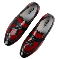 Men's Patent Tassel Slip On Red Loafers