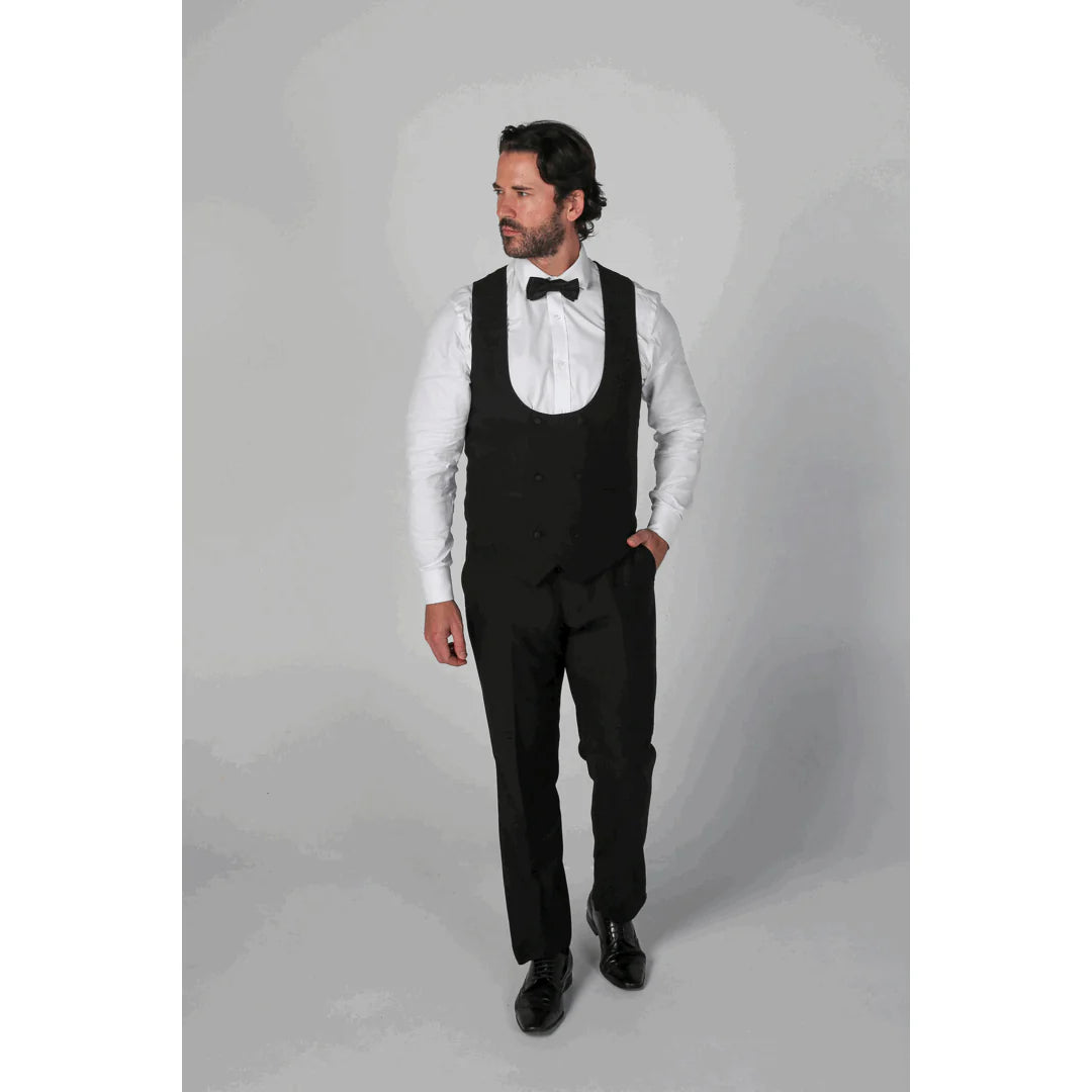 Ford Men's Black 3-Piece Classic Tuxedo Suit with Satin Lapels