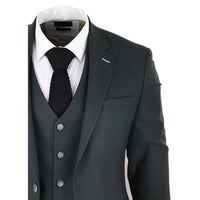 Mens Tweed Olive Green 3 Piece Suit Tailored Fir Classic Vintage 1920s Wedding