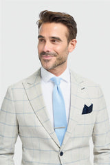 Gabriel - Men's Grey 2 Piece Linen Checked Suit