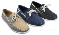 Mens Retro Denim Style Vintage Deck Boat Shoes Smart Casual Laced Navy Washed