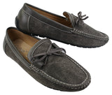 Mens Slip On Denim Leather Lace Moccasin Shoes Smart Casual Italian Tan Navy