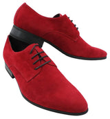 Mens Laced Smart Casual Suede Shoes Red Green Black Grey Italian