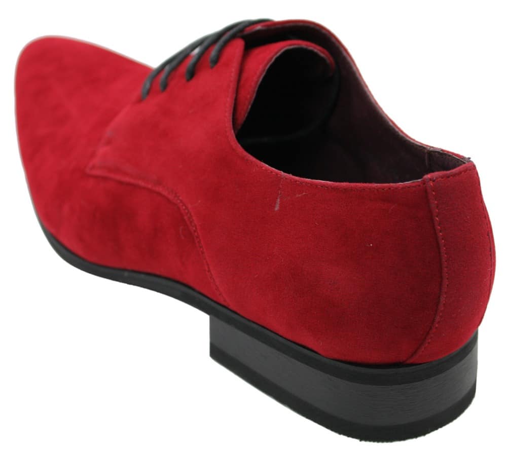 Mens Laced Smart Casual Suede Shoes Red Green Black Grey Italian
