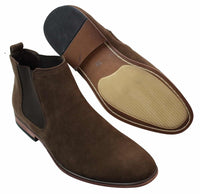 Mens Italian Suede Slip On Ankle Boots Smart Casual Desert Chelsea Dealer