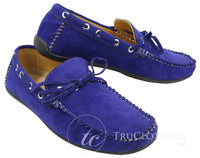 Mens Deck Boat Moccasin Suede Leather Lace Up Shoes Italian Brown Blue