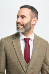 Heren Tweed Olijfgroen Geruit Pak